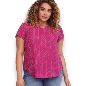 Torrid Georgette Geometric Dot Blouse Sz 0